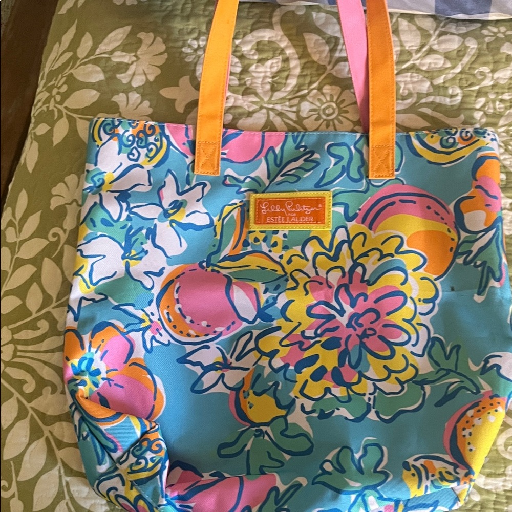 Lilly Pulitzer Vibrant Floral Tote - Blue and Yellow